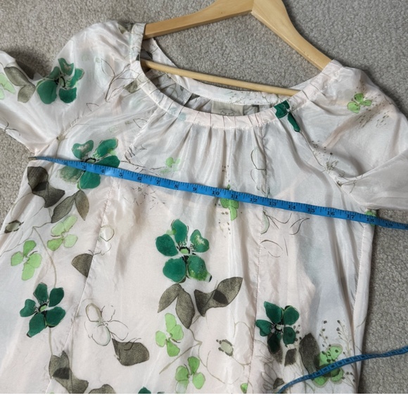 Anthropologie Vanessa Virginia Silk Dress Rainforest High Low Hem Cream Ivory - Picture 11 of 16